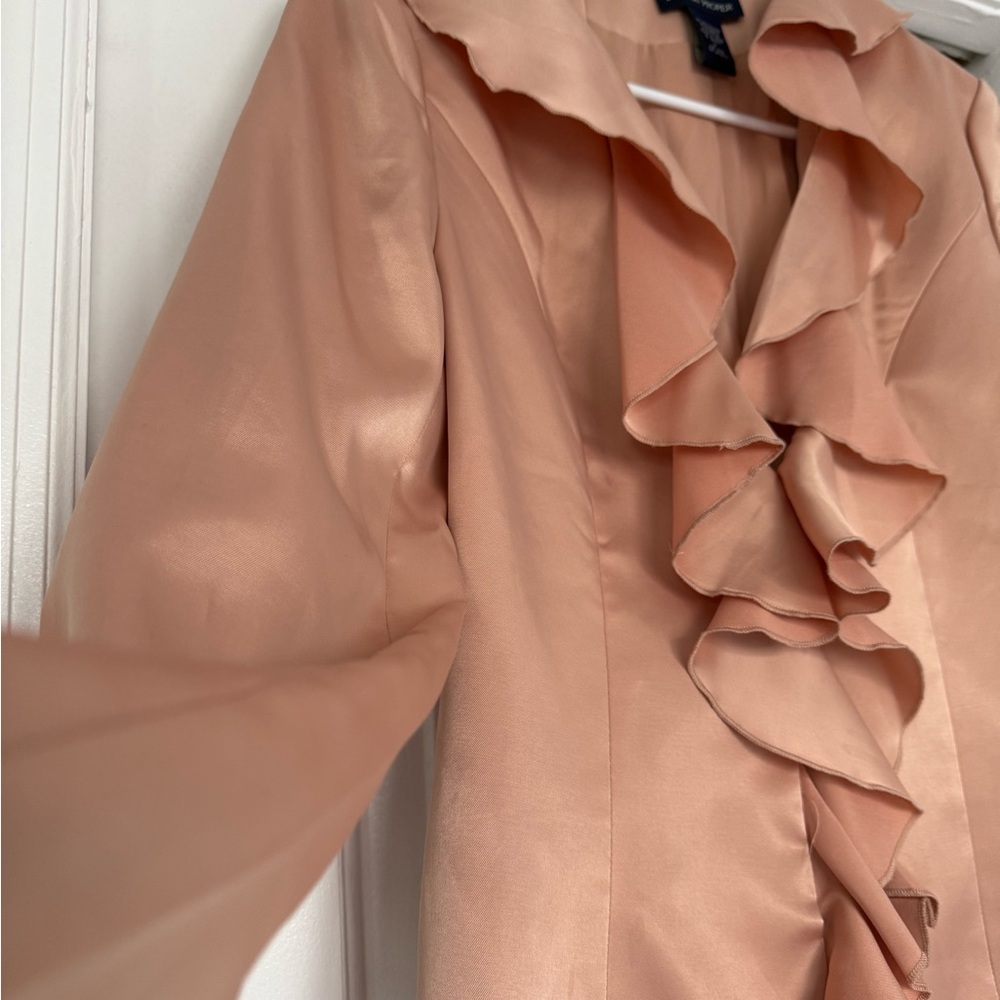 Boston Proper Satin Blouse in Soft Peach - Picture 3 of 14